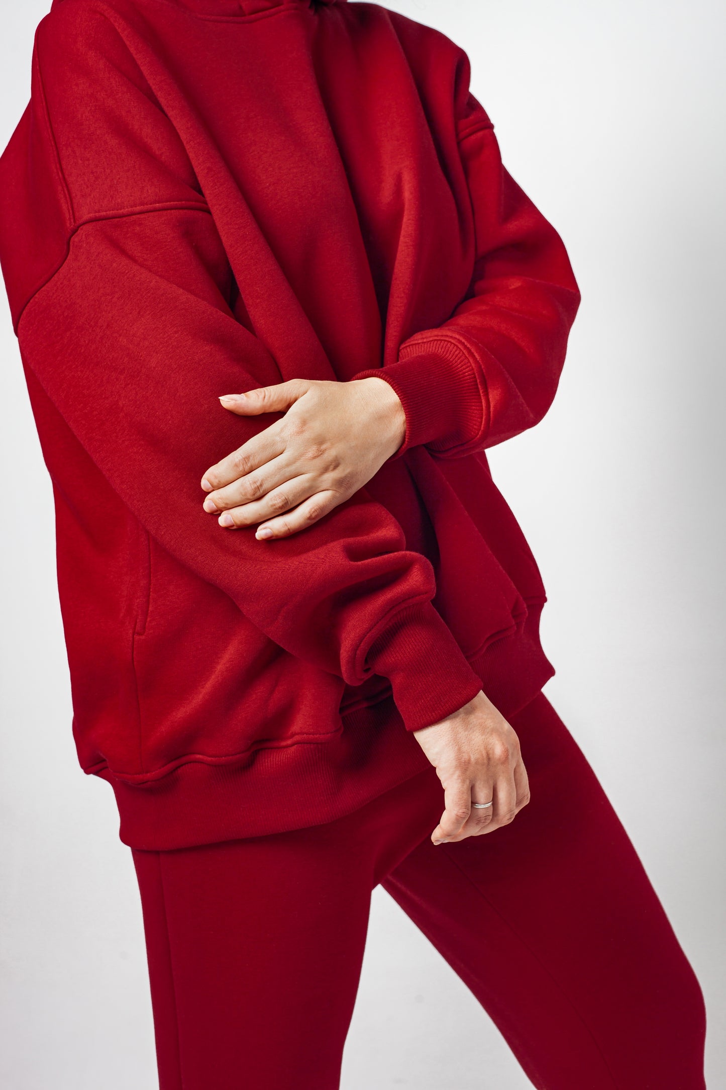 Anzug warm Damen Hoodie+Hose rot