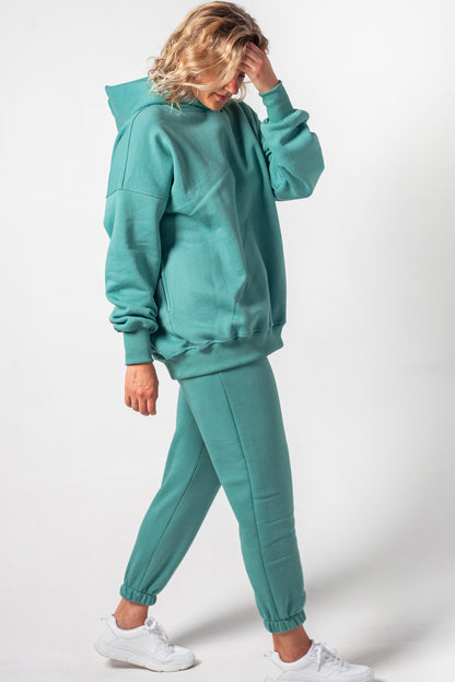 Anzug warm Damen Hoodie+Hose sattes grün