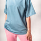T-Shirt Einfarbiges Blau Oversize Baumwolle