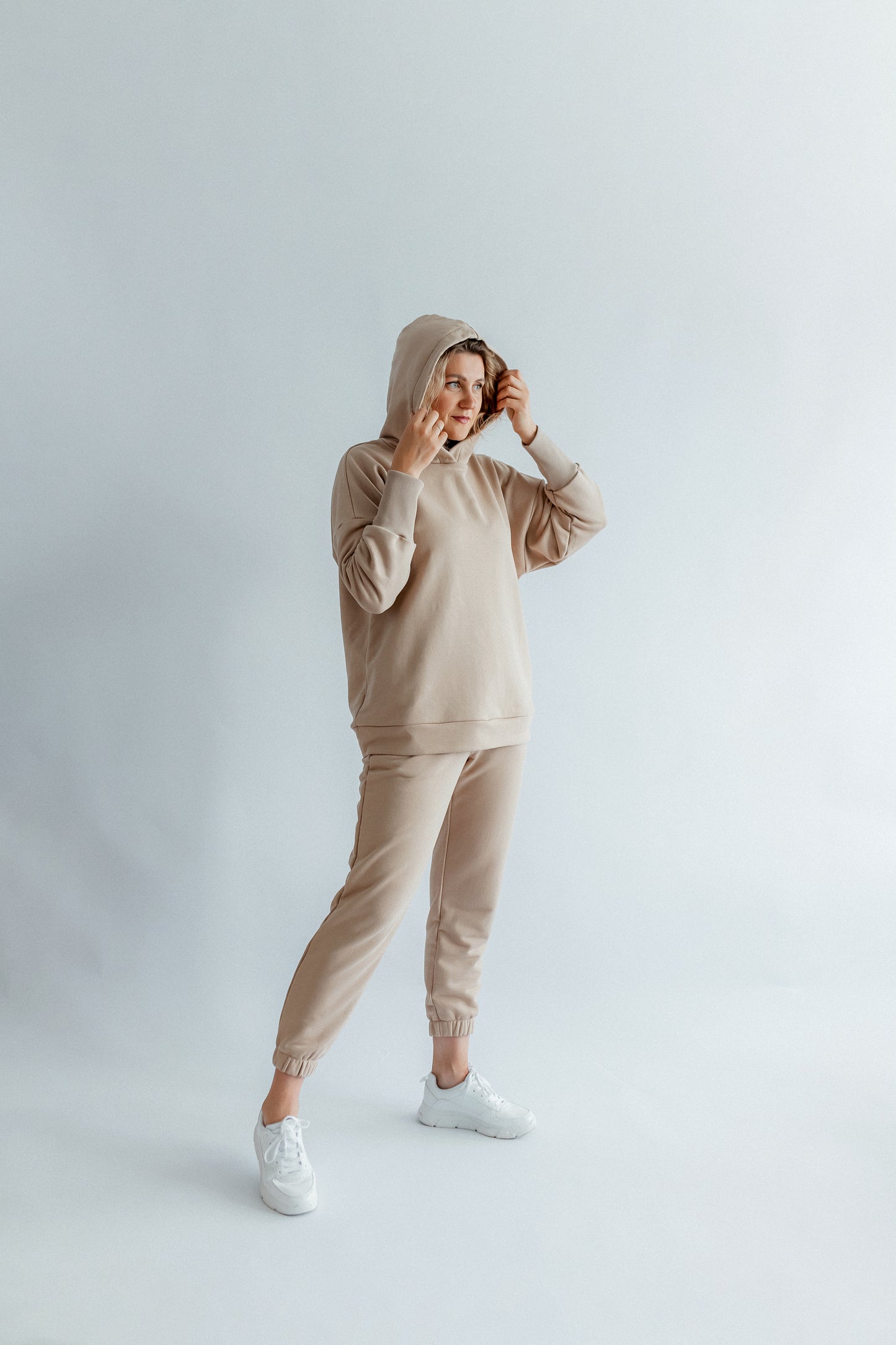 Sportanzug Damen Hoodie+Hose Beige