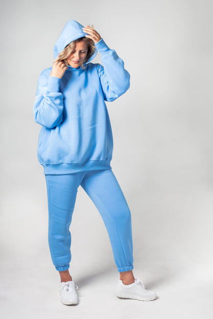 Anzug warm Damen Hoodie+Hose hellblau