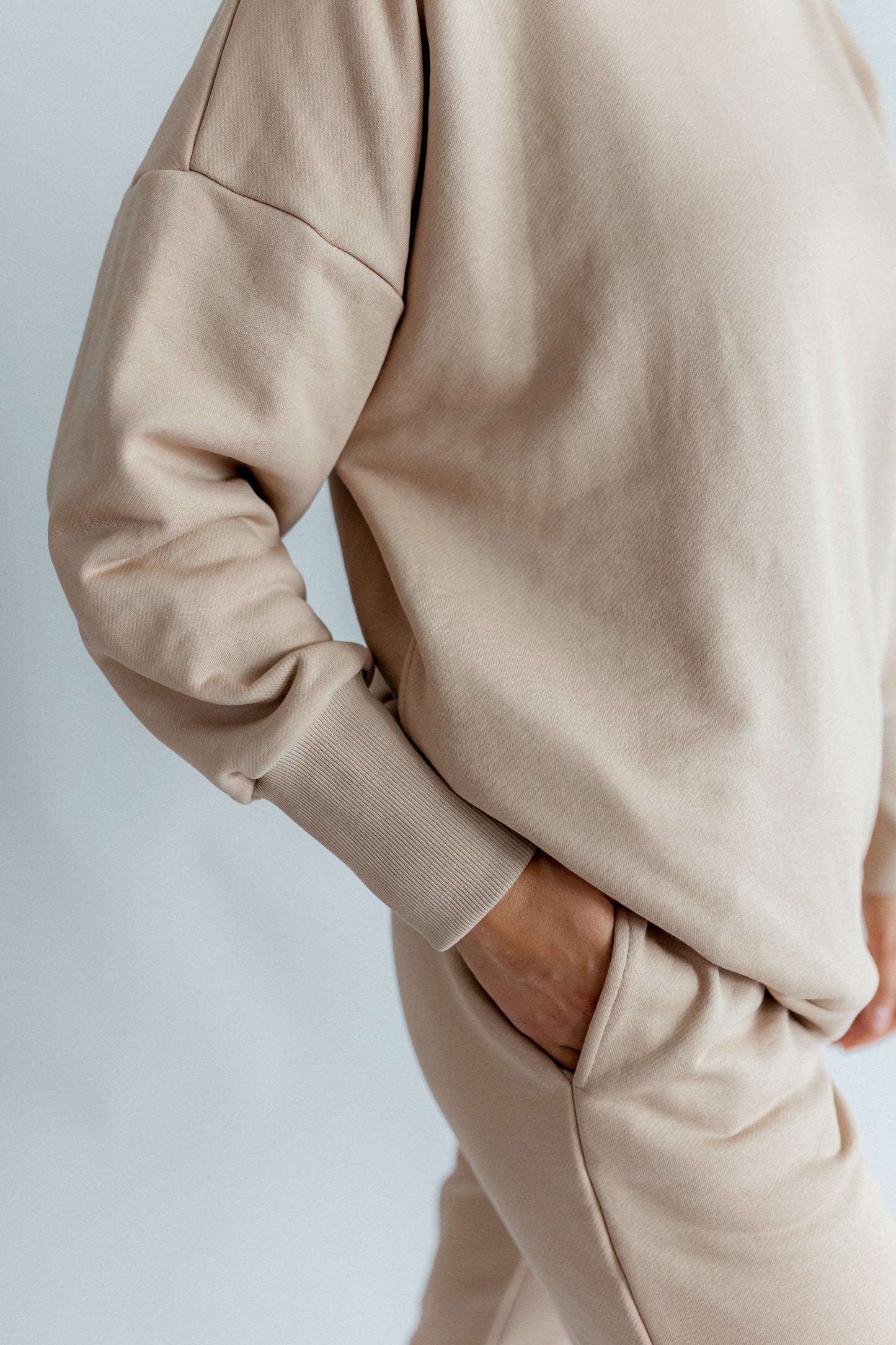Sportanzug Damen Hoodie+Hose Beige
