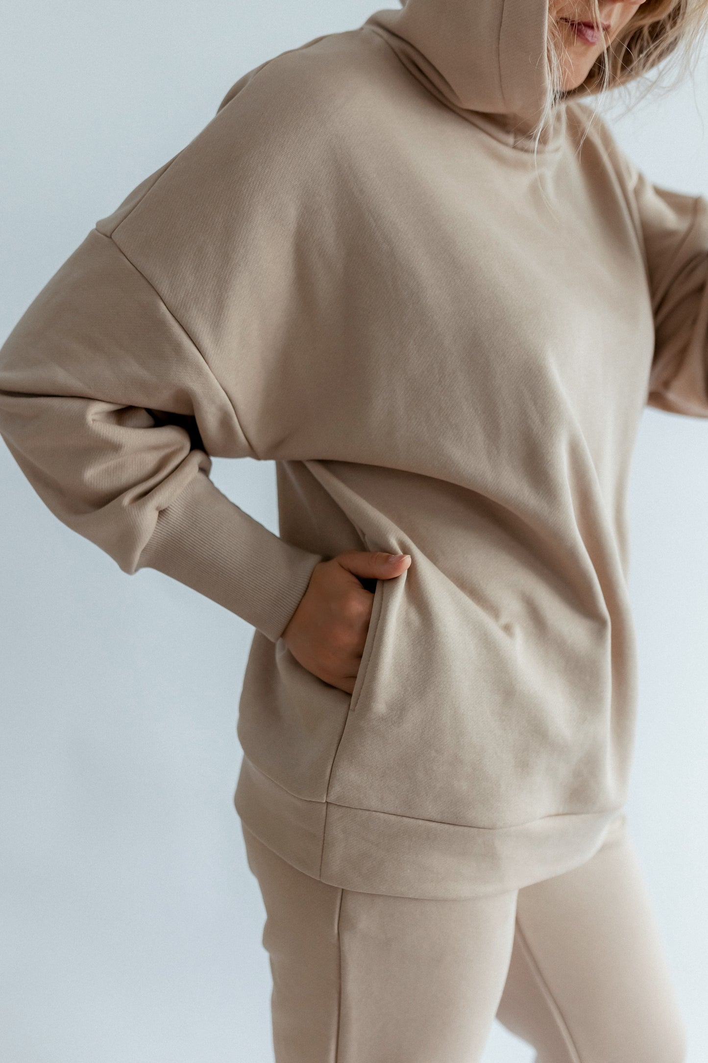 Pullover Oversize Beige Damen Baumwolle